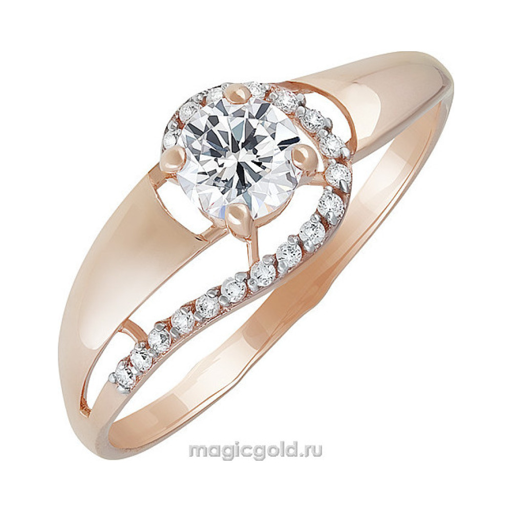 Золотое кольцо с фианитом № 141154