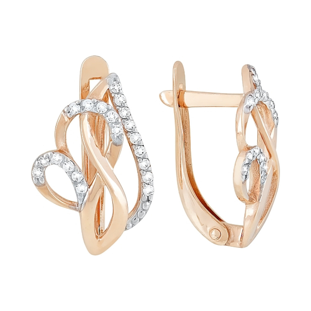 Золотые серьги с фианитами № 118993