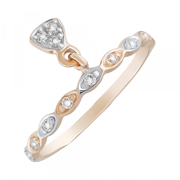 Золотое кольцо с фианитами № 127397