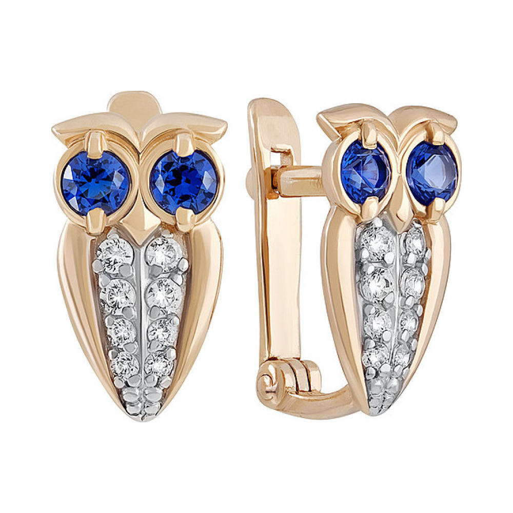 Золотые серьги с фианитом № 135167