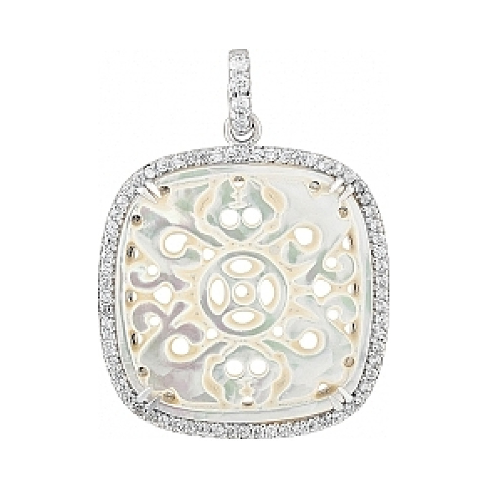 Серебряная подвеска с перламутром и фианитом № 114251