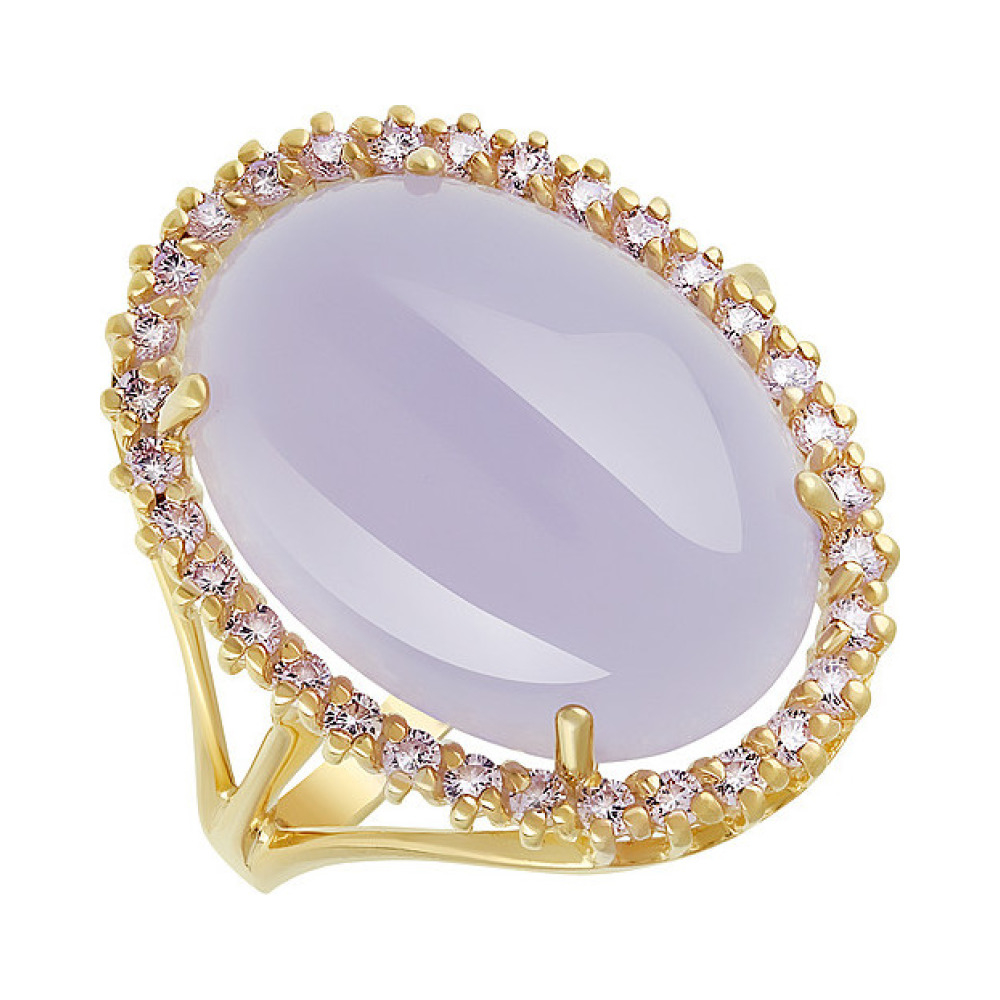 Серебряное кольцо с алпанитом и золотым покрытием № 132472