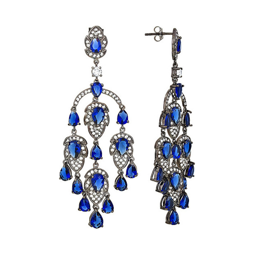 Серебряные серьги с фианитом № 115605