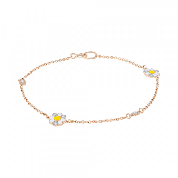 Золотой браслет с фианитами и эмалью № 126704