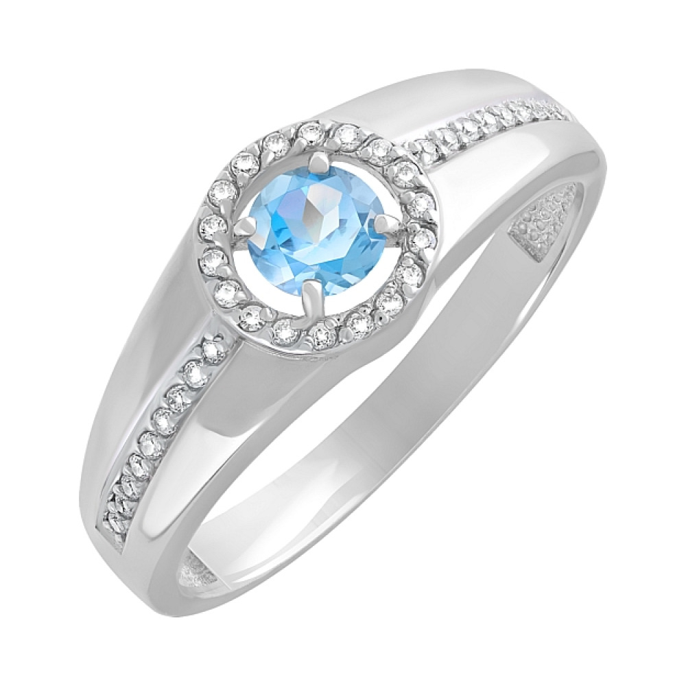 Золотое кольцо с топазом и фианитом № 120708