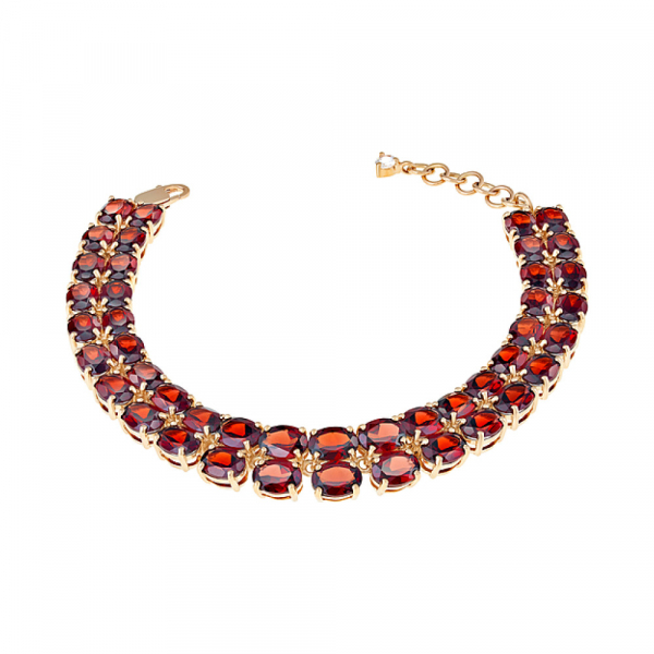 Золотой браслет с гранатом и фианитом № 124233