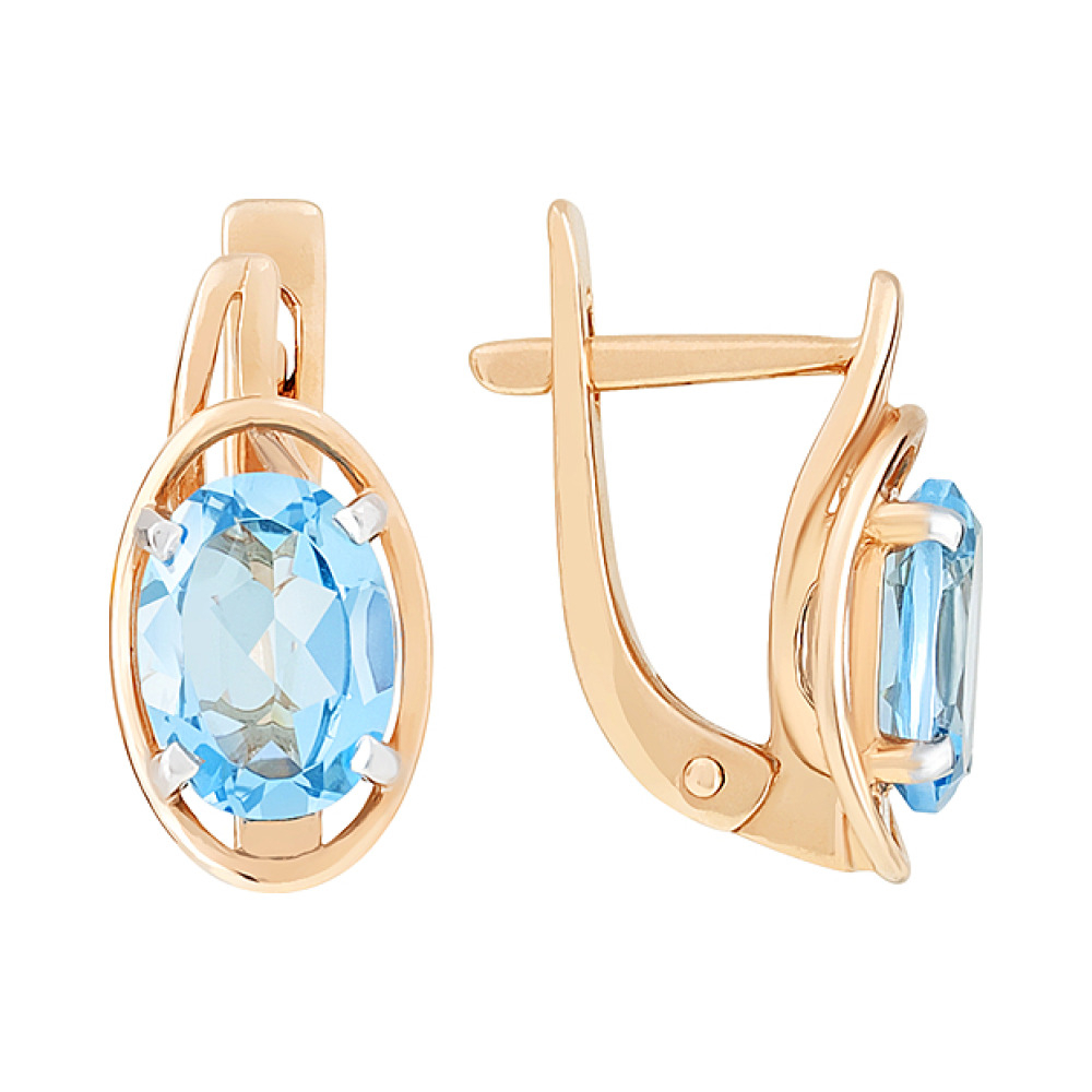 Золотые серьги с топазом № 110864