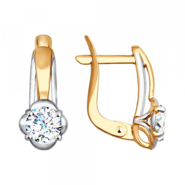 Золотые серьги с фианитом № 140946