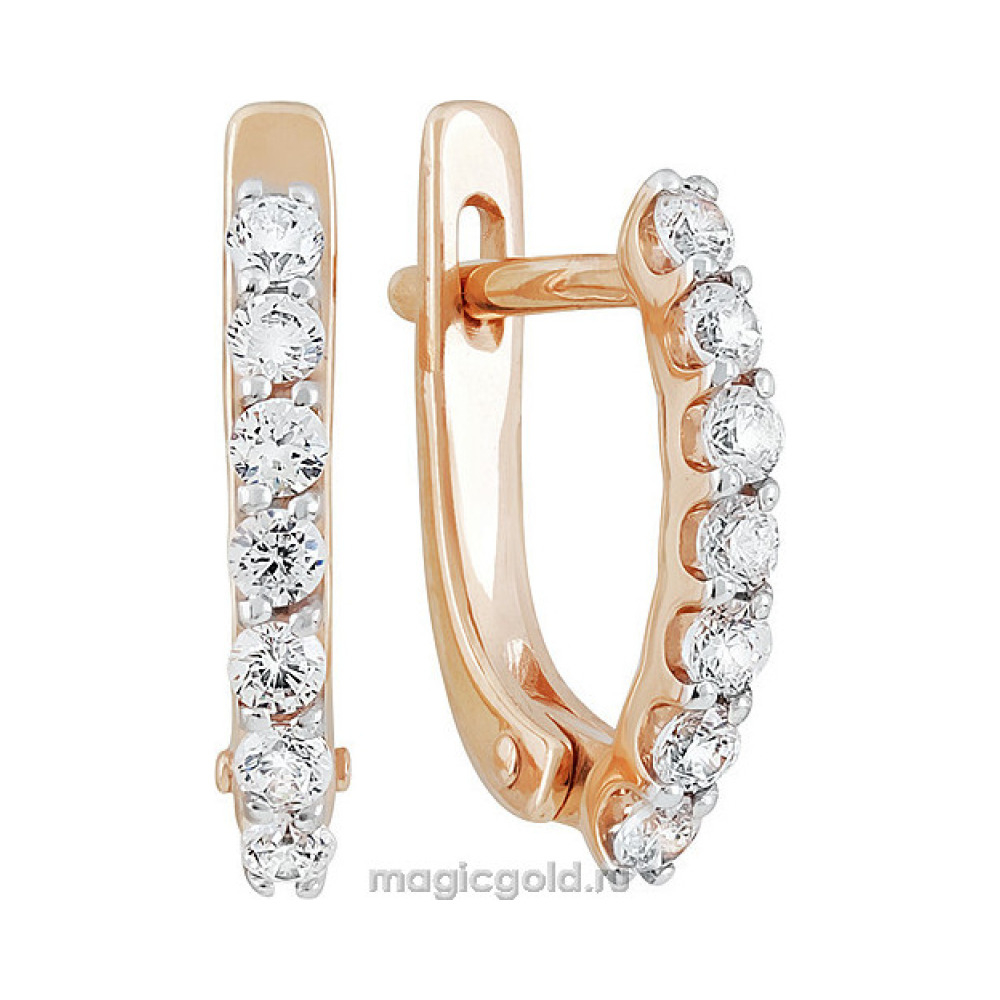 Золотые серьги с фианитом № 139468