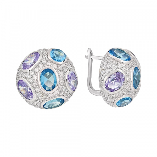 Серебряные серьги с фианитами № 118349