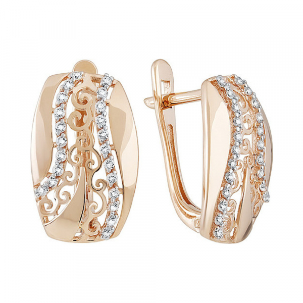 Золотые серьги с фианитом № 133288