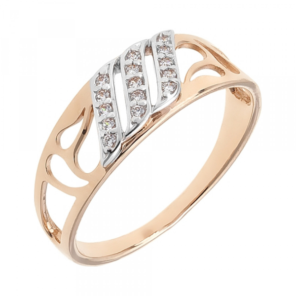 Золотое кольцо с фианитами № 101919