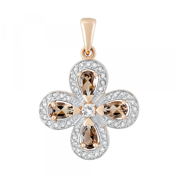 Золотая подвеска с раухтопазом и фианитом № 128517