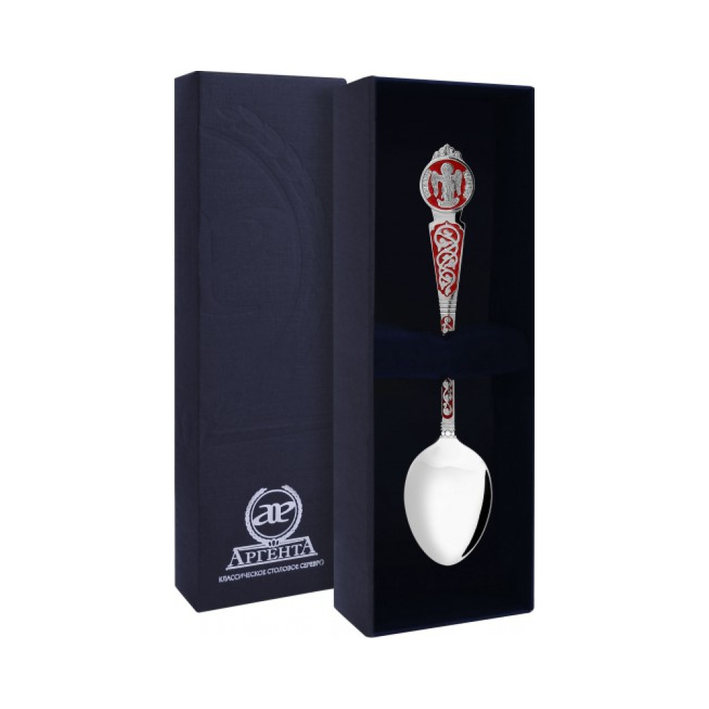 Ложка «Ангел-Хранитель» с красной эмалью пр.925