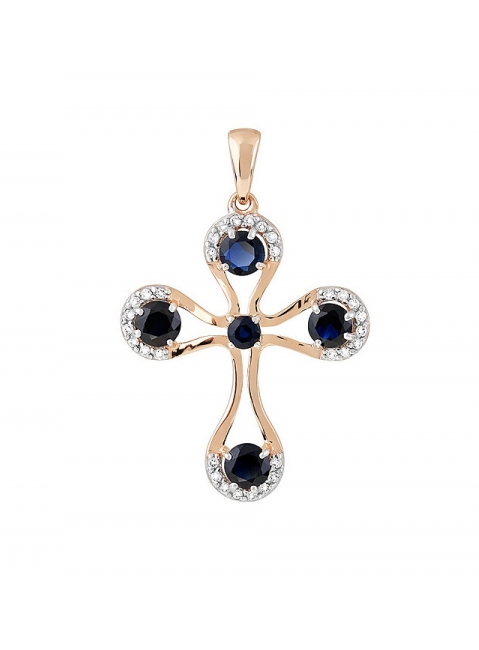 Золотая подвеска с сапфиром и фианитом № 115206