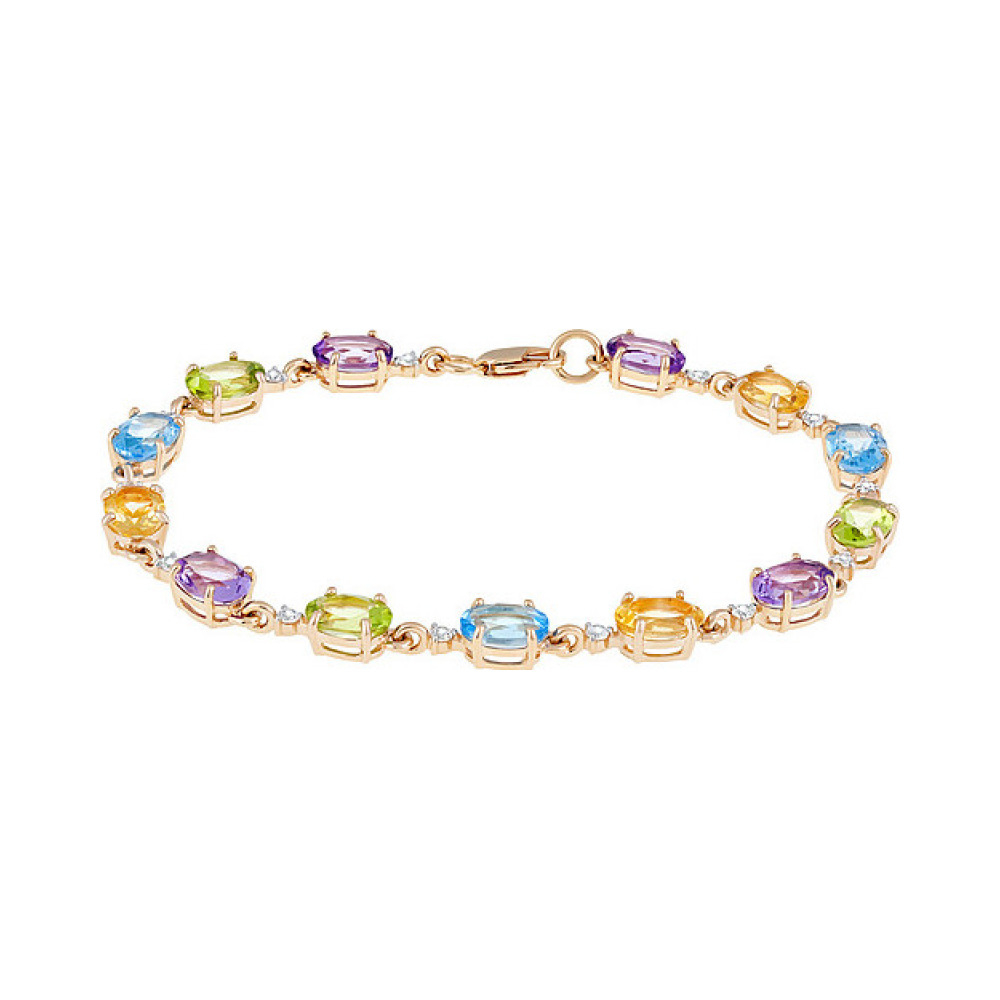 Золотой браслет с полудраг. вставками № 120926