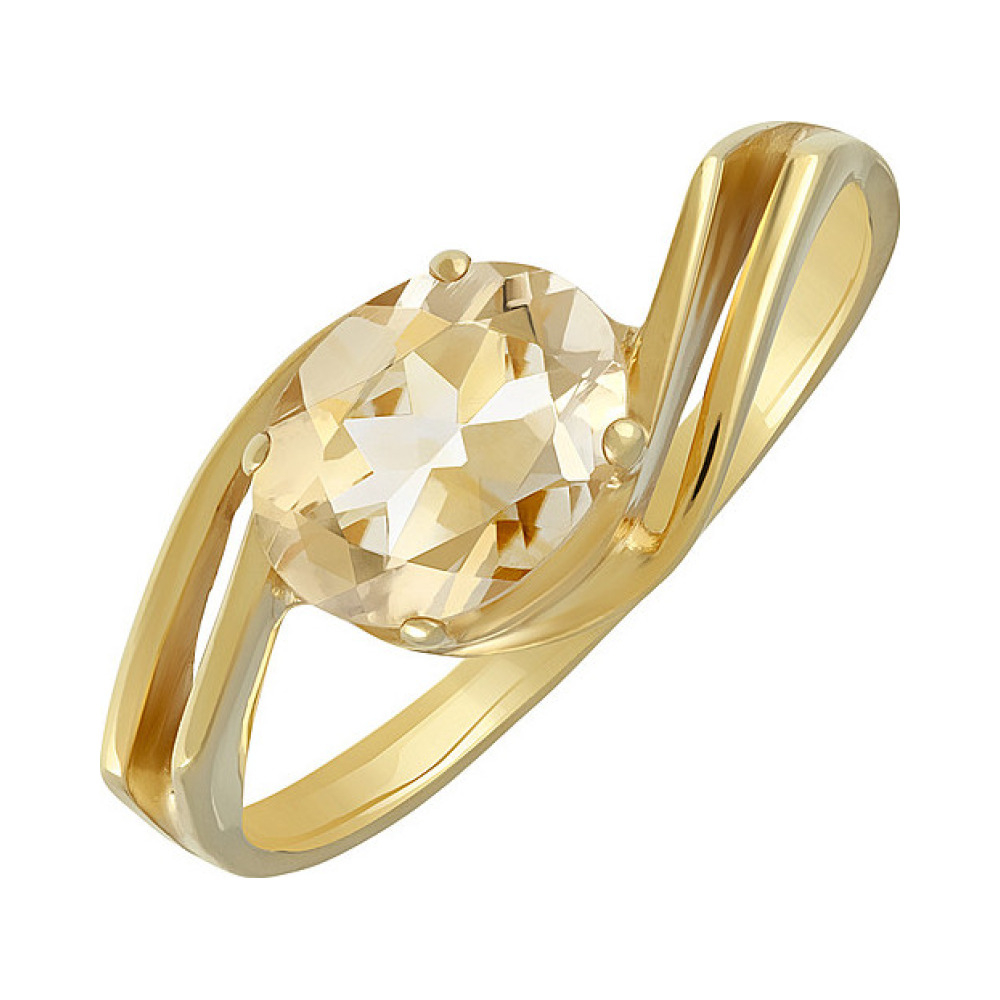 Серебряное кольцо с цитрином и золотым покрытием № 135672