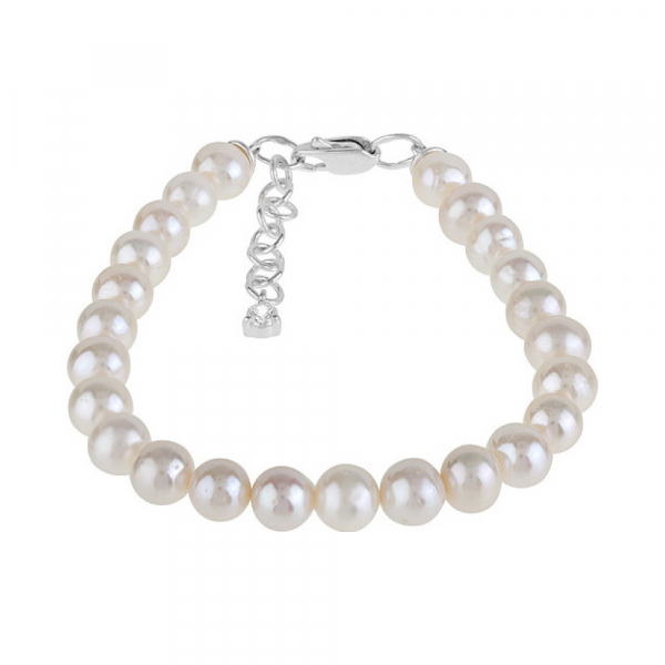 Серебряный браслет с жемчугом и фианитом № 132845