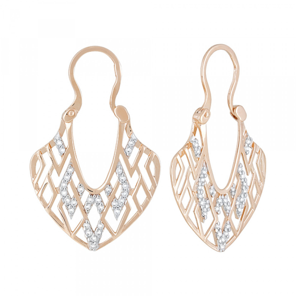 Золотые серьги с фианитами № 122270