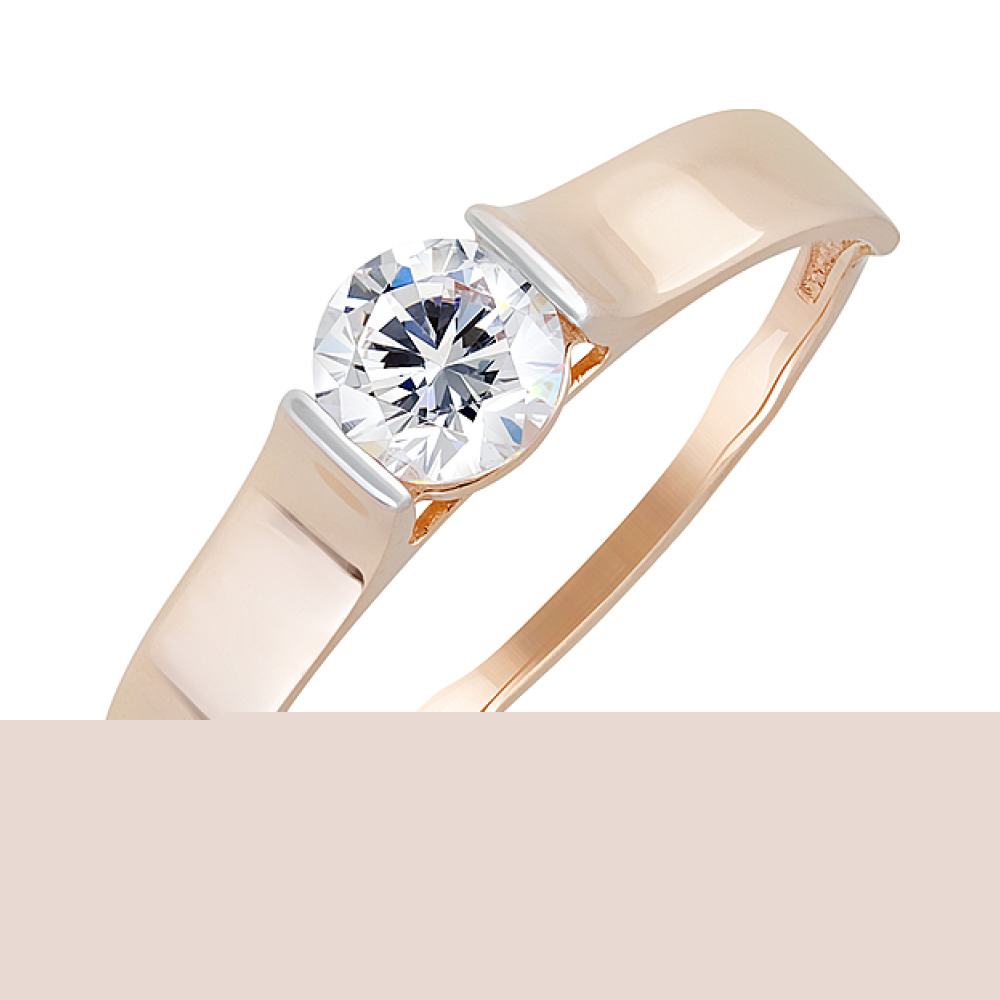 Золотое кольцо с бриллиантом и сапфиром № 113876