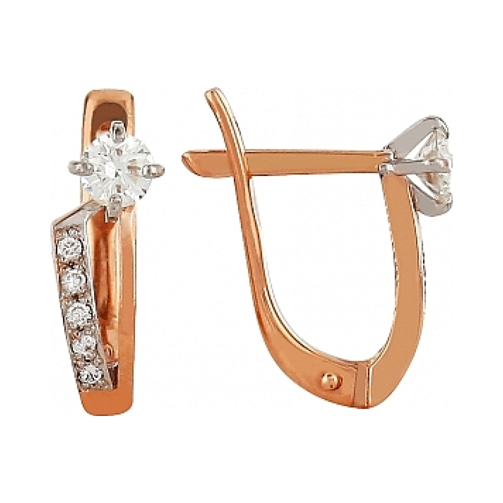 Золотые серьги с бриллиантом № 113051