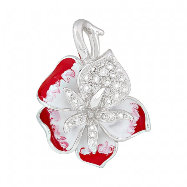 Серебряная подвеска с фианитом и эмалью № 99889