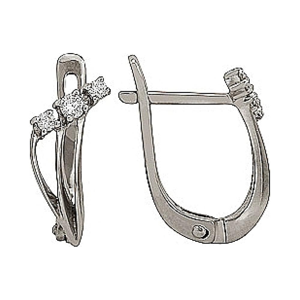 Золотые серьги с бриллиантом № 74279