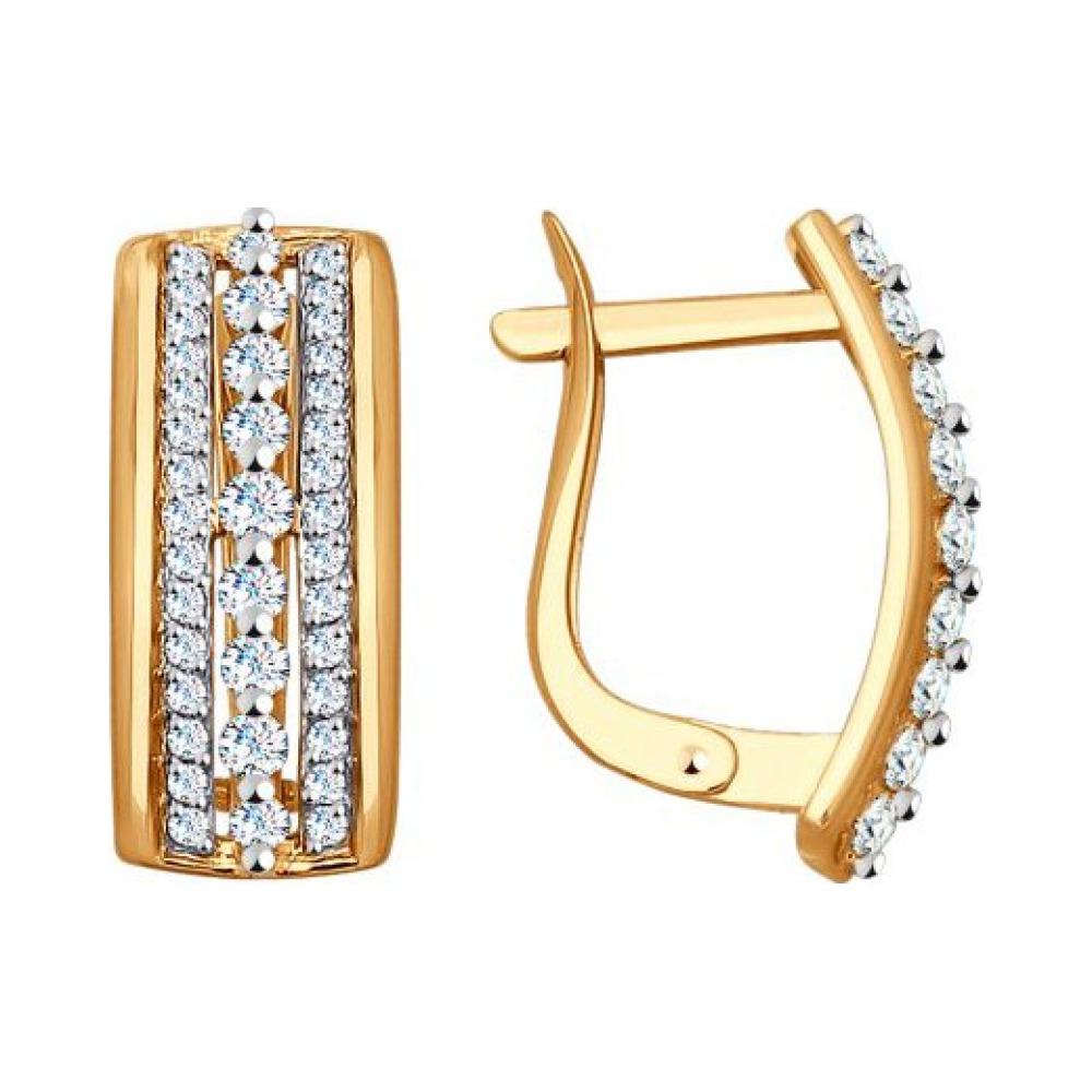 Золотые серьги с фианитом № 161634