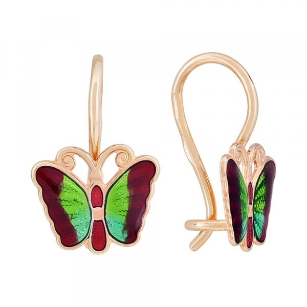 Золотые серьги с эмалью № 82117