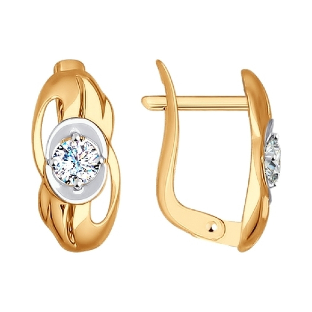 Золотые серьги с фианитом № 138560