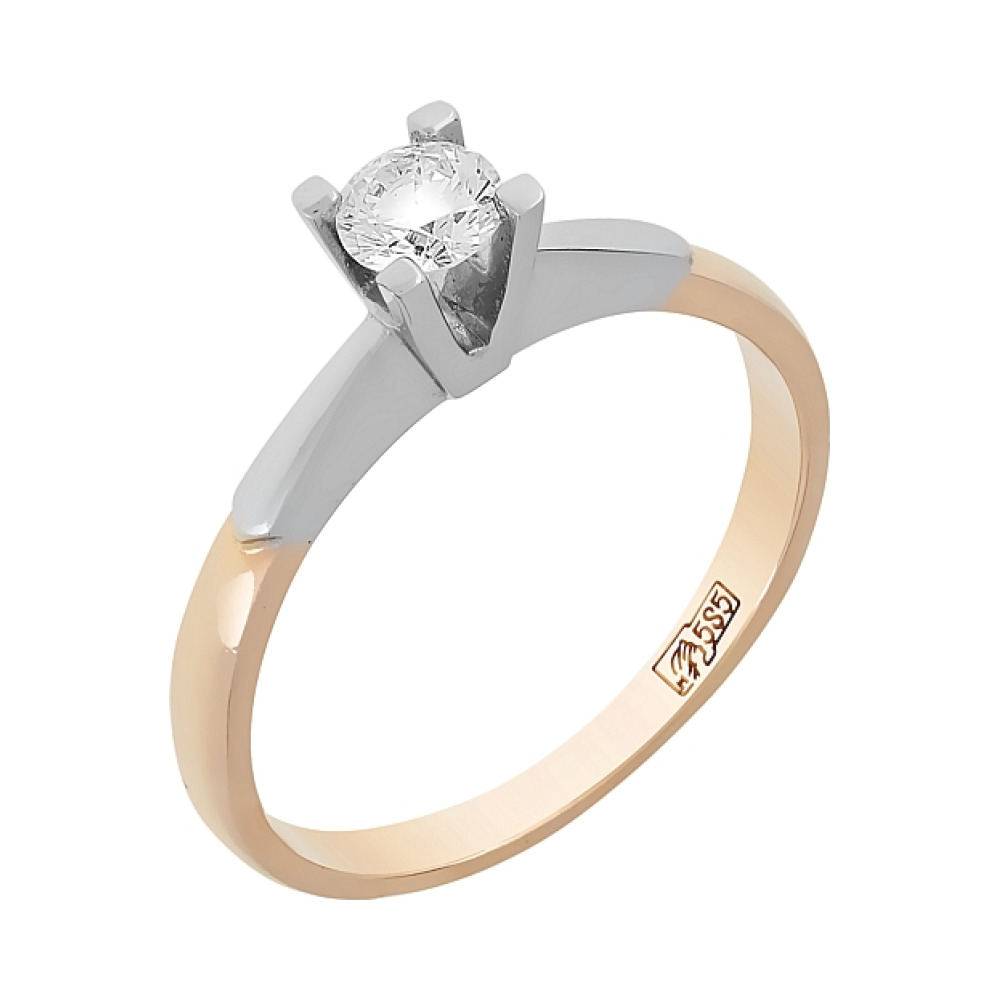 Золотое кольцо с бриллиантом № 36917