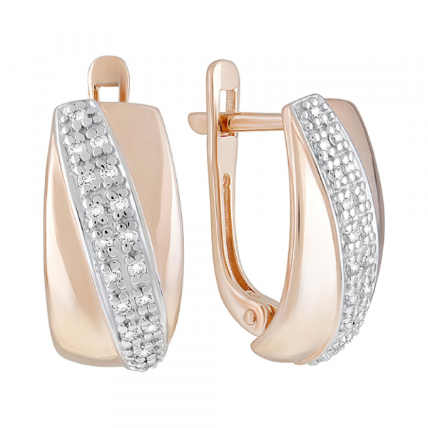 Золотые серьги с фианитами № 126416