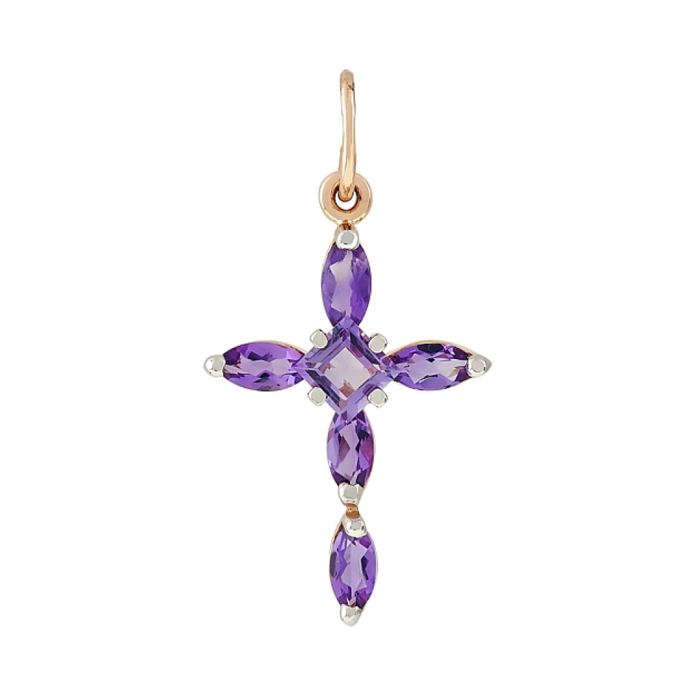 Золотая подвеска с аметистом № 51695
