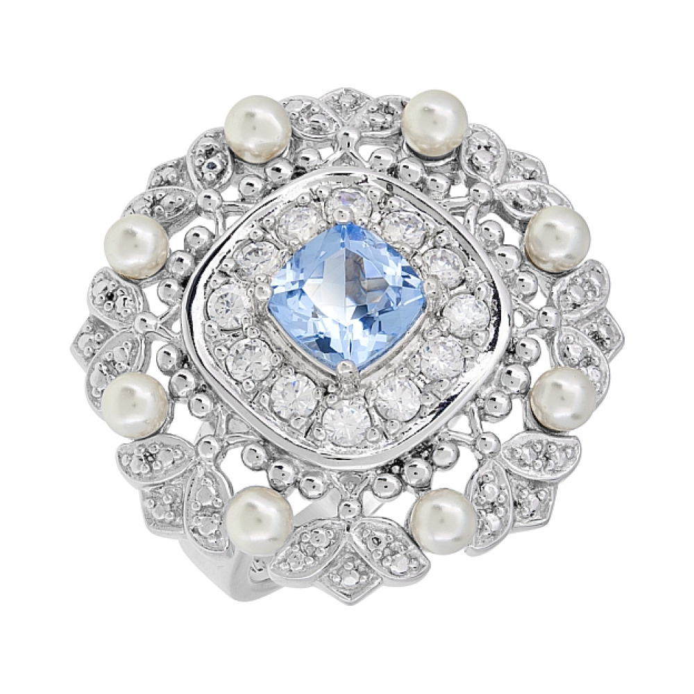 Серебряное кольцо с имитац. шпинели и фианитом № 30897