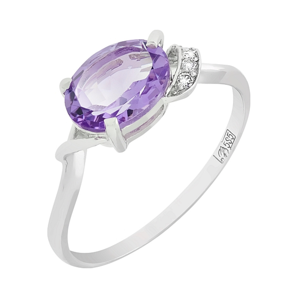 Золотое кольцо с аметистом и фианитом № 84906