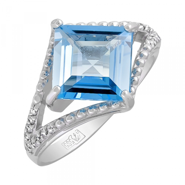 Золотое кольцо с топазом и фианитом № 118221