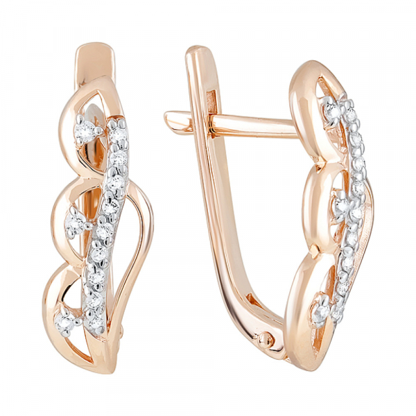 Золотые серьги с фианитами № 123654