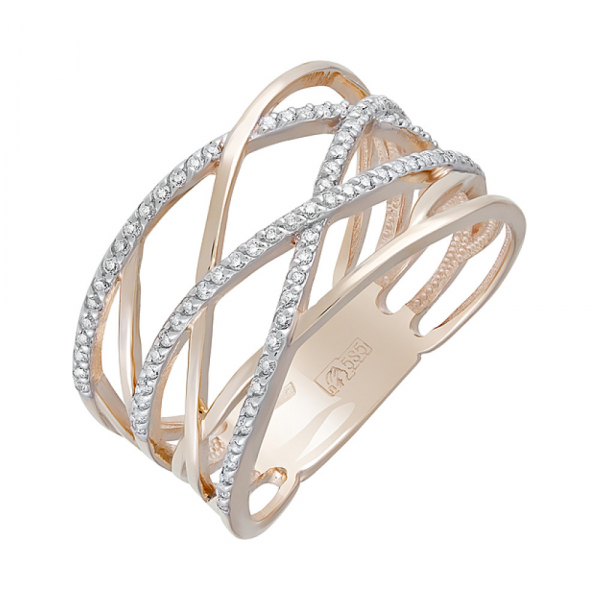 Золотое кольцо с фианитами № 124162