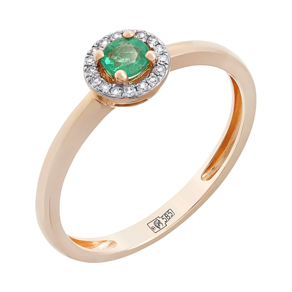 Золотое кольцо с бриллиантами и изумрудами № 104965