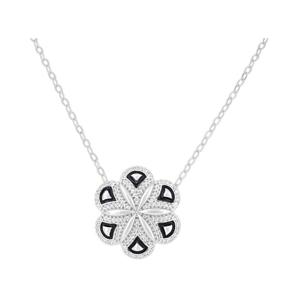 Серебряное колье с фианитом и эмалью № 115294