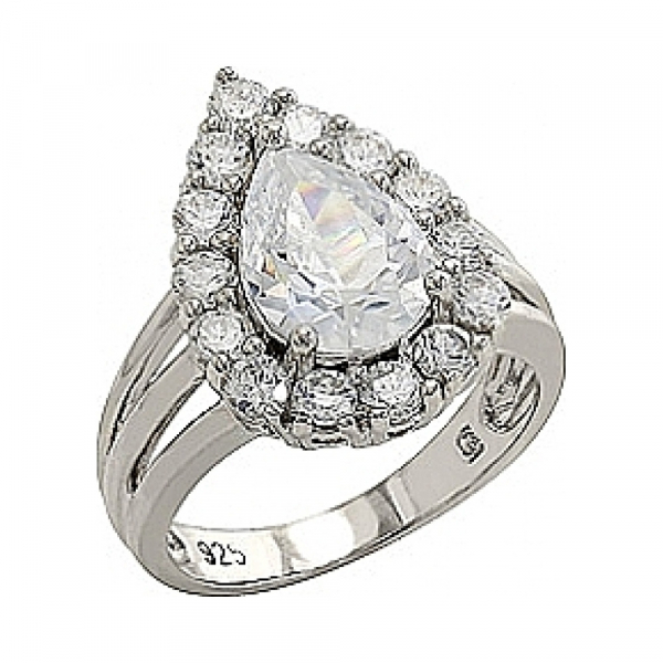 Серебряное кольцо с фианитом № 80563