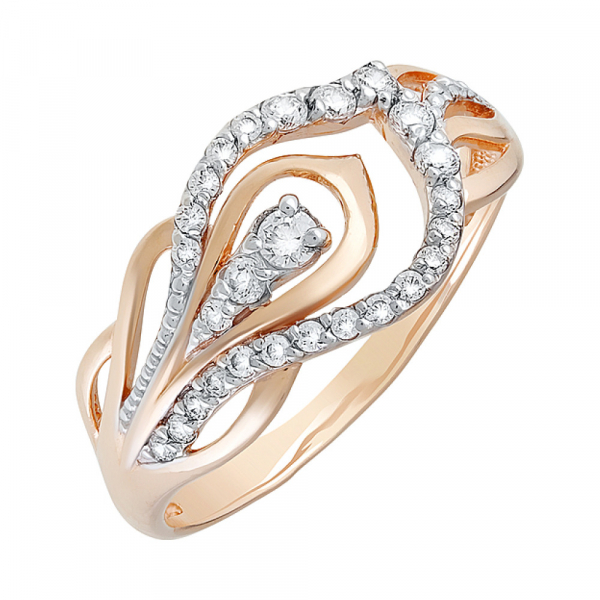 Золотое кольцо с фианитом № 129828