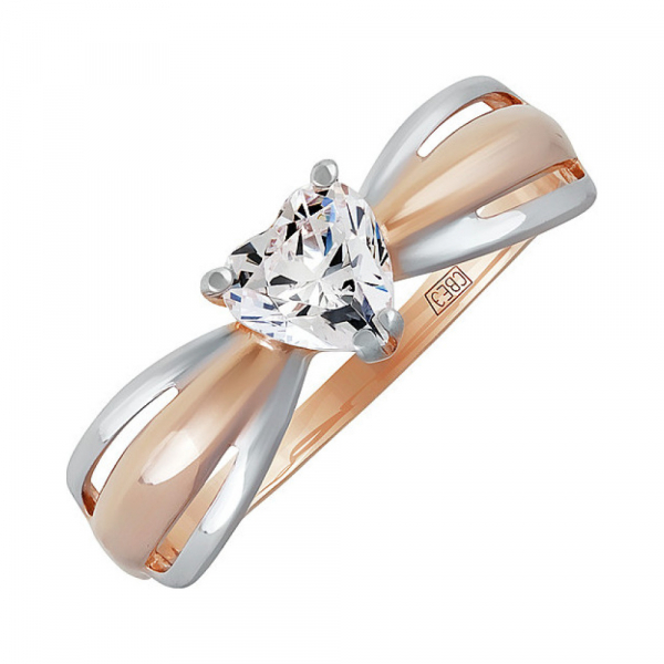Золотое кольцо с кристаллом swarovski № 138379
