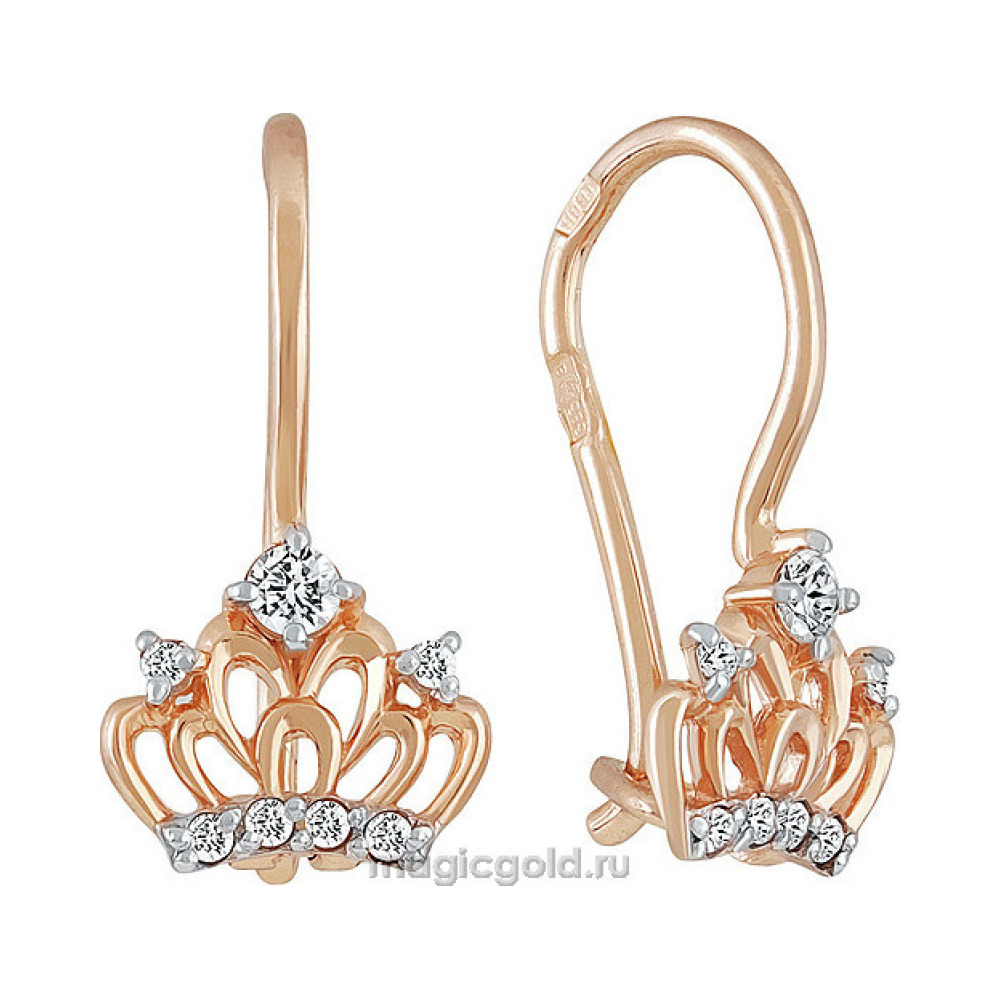 Золотые серьги с фианитом № 140663
