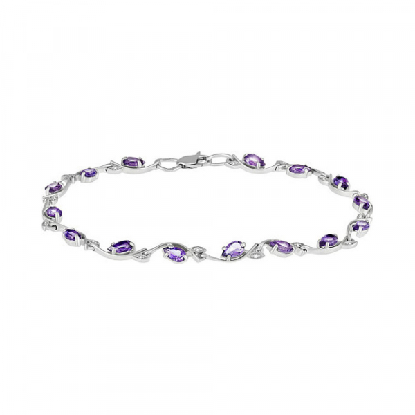 Серебряный браслет с аметистом и фианитом № 134100