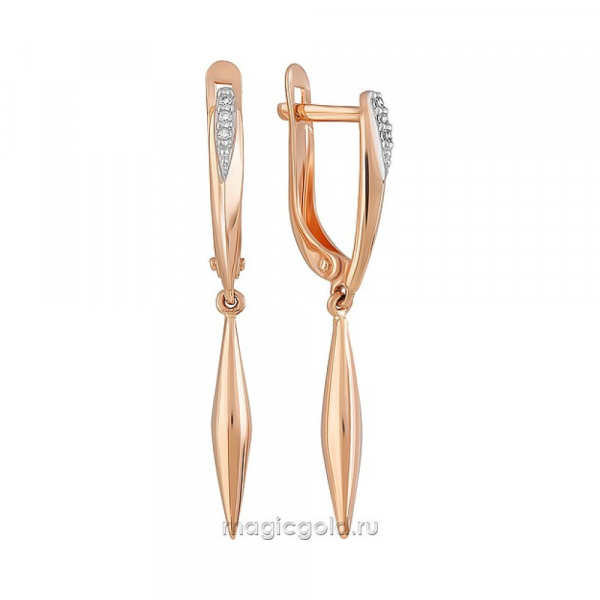 Золотые серьги с фианитом № 163845