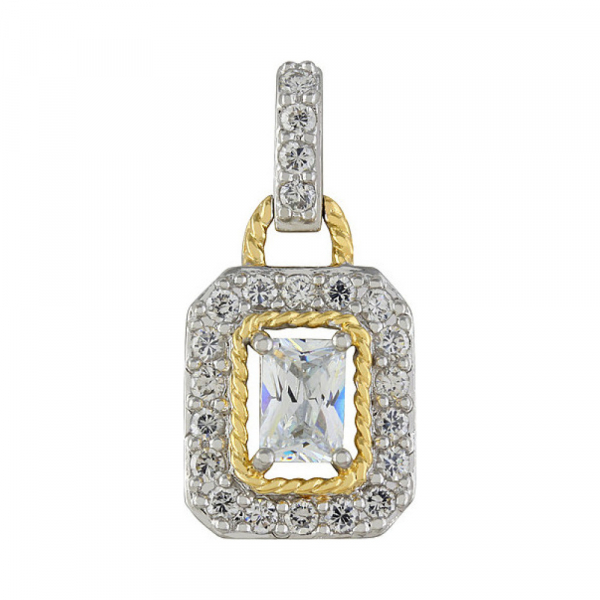 Серебряная подвеска с фианитом и золотым покрытием № 84017