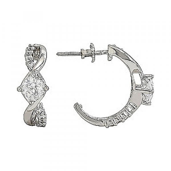 Серебряные серьги с фианитом № 80437