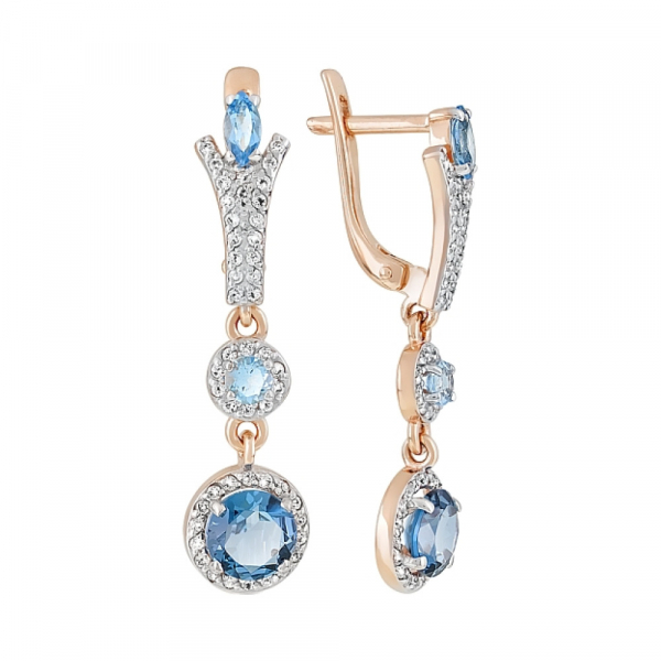 Золотые серьги с топазом и фианитом № 120442