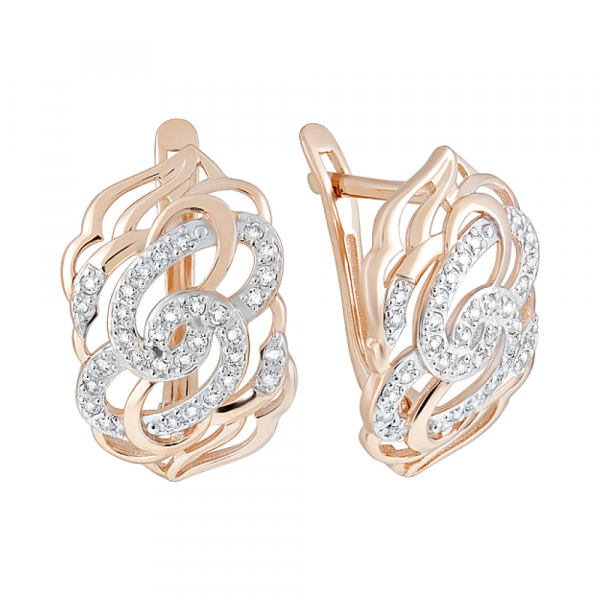 Золотые серьги с фианитами № 126414